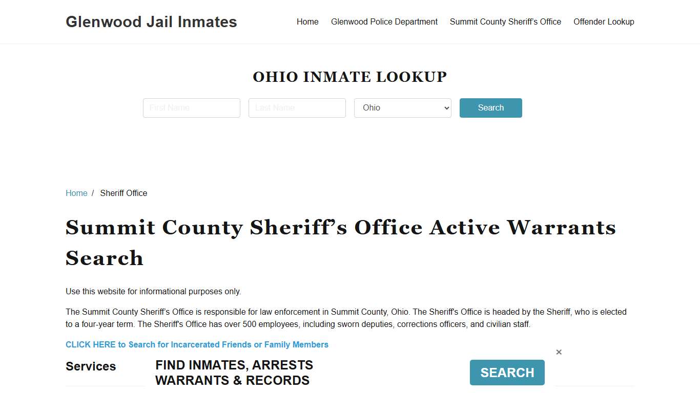 Summit County Sheriff Office, OH Warrant Lookup